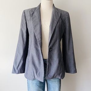 Oscar De La Renta Blue Wool Pinstripe Blazer 8P